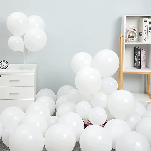 Miniatura 5 de Paquete de 114 globos blancos de látex para fiestas en diferentes tamaños para decoraciones de cumpleaños bodas baby shower