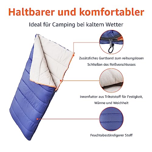 Amazon Basics Leichter Schlafsack, 4 Jahreszeiten, für Kaltes und Warmes Wetter, Camping und Wandern, Rechteckig, Blau – Bild 3