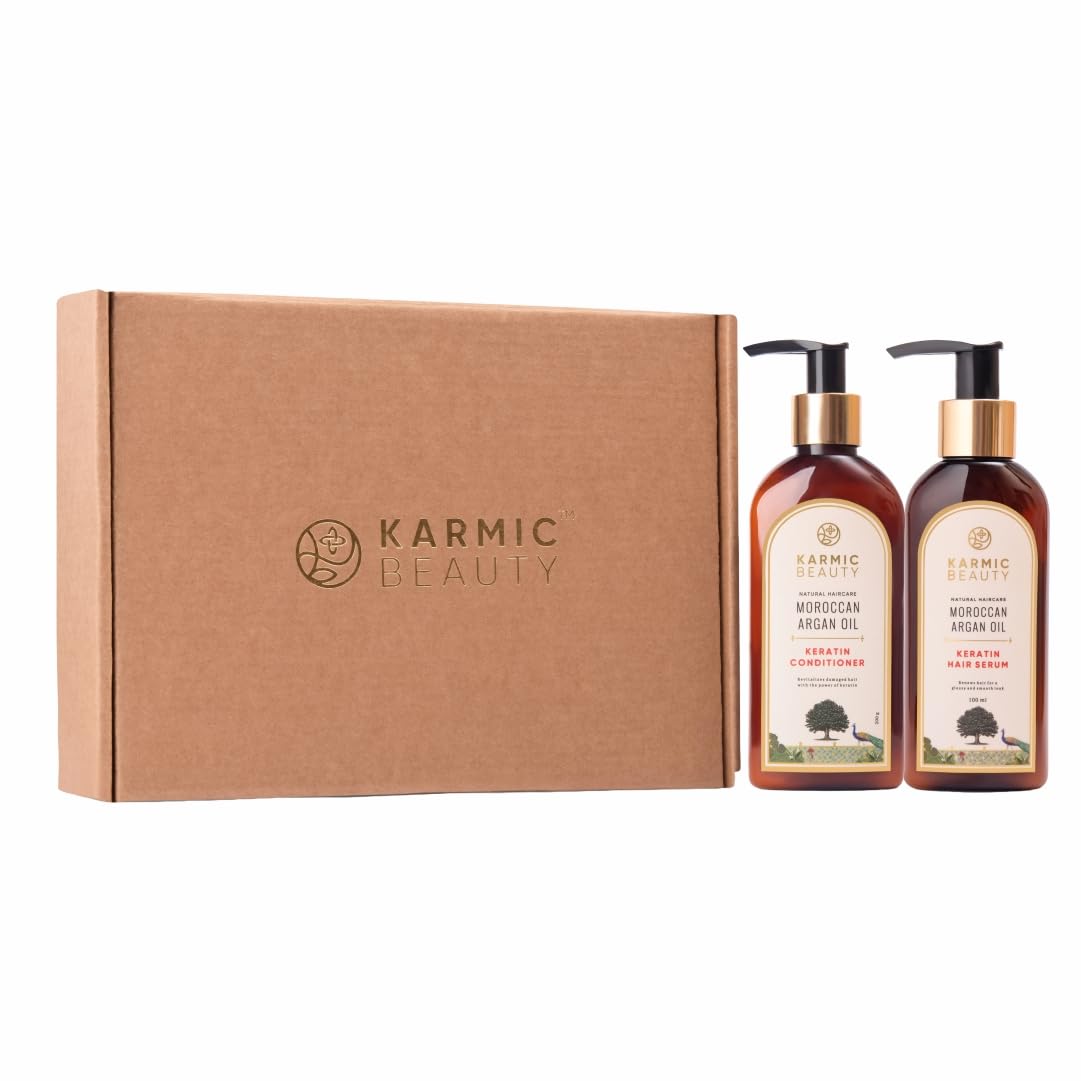 Frizz Shield Essentials Combo of 2 | Conditioner & Hair Serum | 100% Pure, Organic Moroccan Argan Oil & Keratin | For Dry, Frizzy & Colored Hair | No Sulfates & Parabens | 200g + 100ml-image-31
