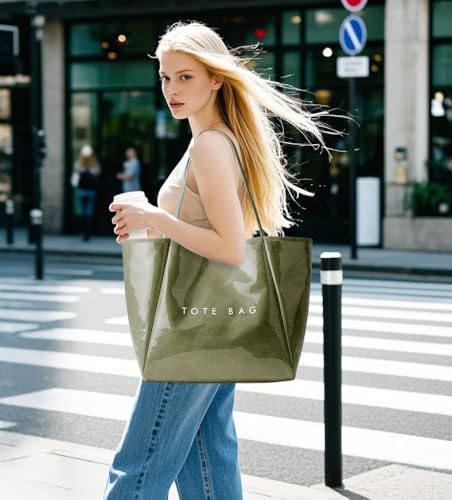 Image of KALIDI PVC Tote Women Weekender Bag Large Shopper Handbag Oversize Shoulder Travel Purse