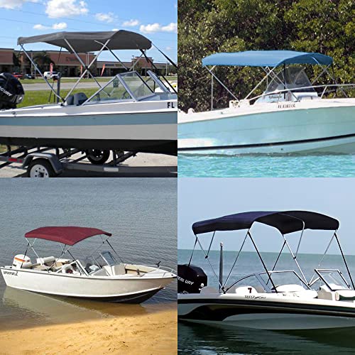 Seapisode 4 Bow Marine Grade Fade And Crack Resistant Bimini Top Replacement Cover，Heavy-Duty Waterproof And Uv-Proof Sun Shade Boat Canopy，Easy Install Zipper Sleeves Boat Awning/Without Frame,Blue #TOP6