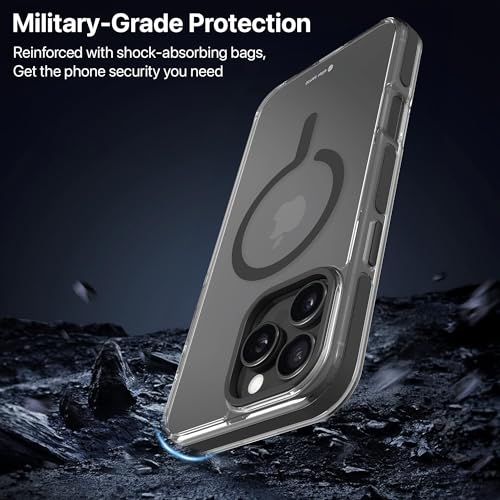 Image of eller sante Apex Magpro Back Cover Case for iPhone 16 Pro Scratch Resistant Camera Screen Protector TPU Shockproof 10ft Drop Protection Support Mag-Safe Wireless Charging- Black