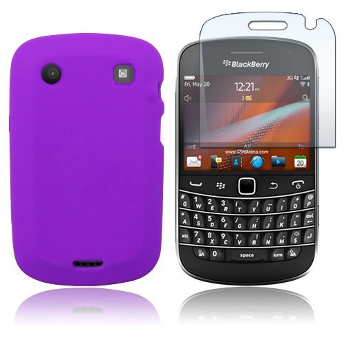 BlackBerry Bold 9900/9930 - Purple Soft Silicone Skin Case Cover + Clear Screen Protector [AccessoryOne Brand]