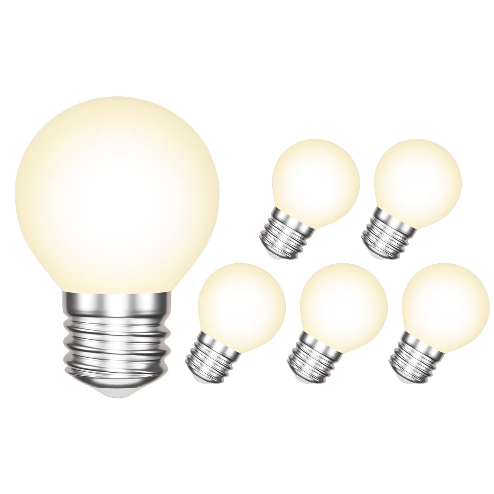 ENUOTEKE27 LED Light Bulb, 4W 540Lm Warm White 3000K, G45 LED E27 Edison Screw ES Filament Golf Ball Bulbs, 40W Equivalent Incandescent Lighting, Not Dimmable, Class D Energy Efficiency Pack of 6