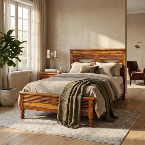 Image of Symphony Bed |Solid Sheesham Wood Single Size Bed Without Storage | Wooden Noise-Free,Termite & Borer Resistant