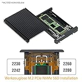 Unterstützt alle M.2 NVMe SSDs von 30mm bis 80mm Länge (2230 / 2242 / 2260 / 2280)