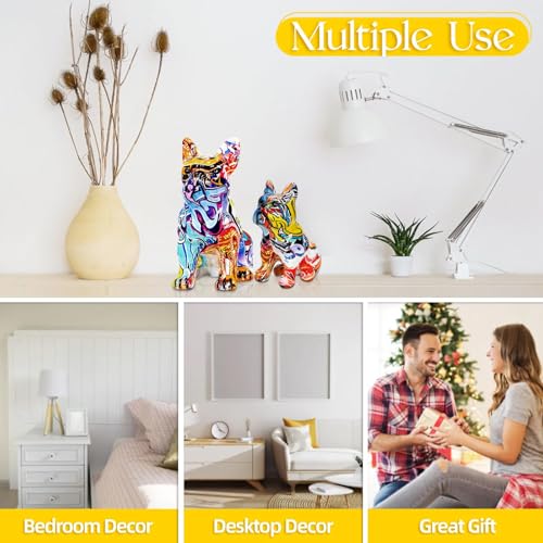 Tolatr 222354 Graffiti French Bulldog Statue Dog Sculpture Colorful Animal Dog Figurine Resin Art Modern Home Decoration thumb #6