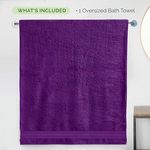 Image of Elegant Comfort Three Line Popcorn Extra Large Luxury Bath Towel - 40 inch x 80 inch inch, Premium Hotel Spa Quality 1 Piece Oversized Bath Sheet 100% Turkish Cotton Super Soft Highly Absorbent, Purple