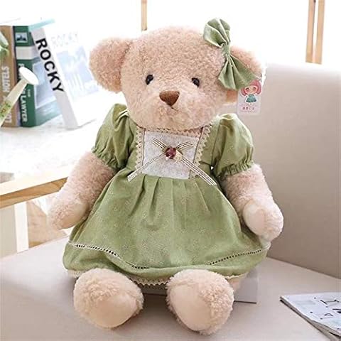 MIAOOWA Official Store 45/65cm Pastoral Country Dress Up Teddy Bear Doll Couple Teddy Bear Plush Toy Retro Pastoral Teddy Bear Doll 45cm Green Women's Cover