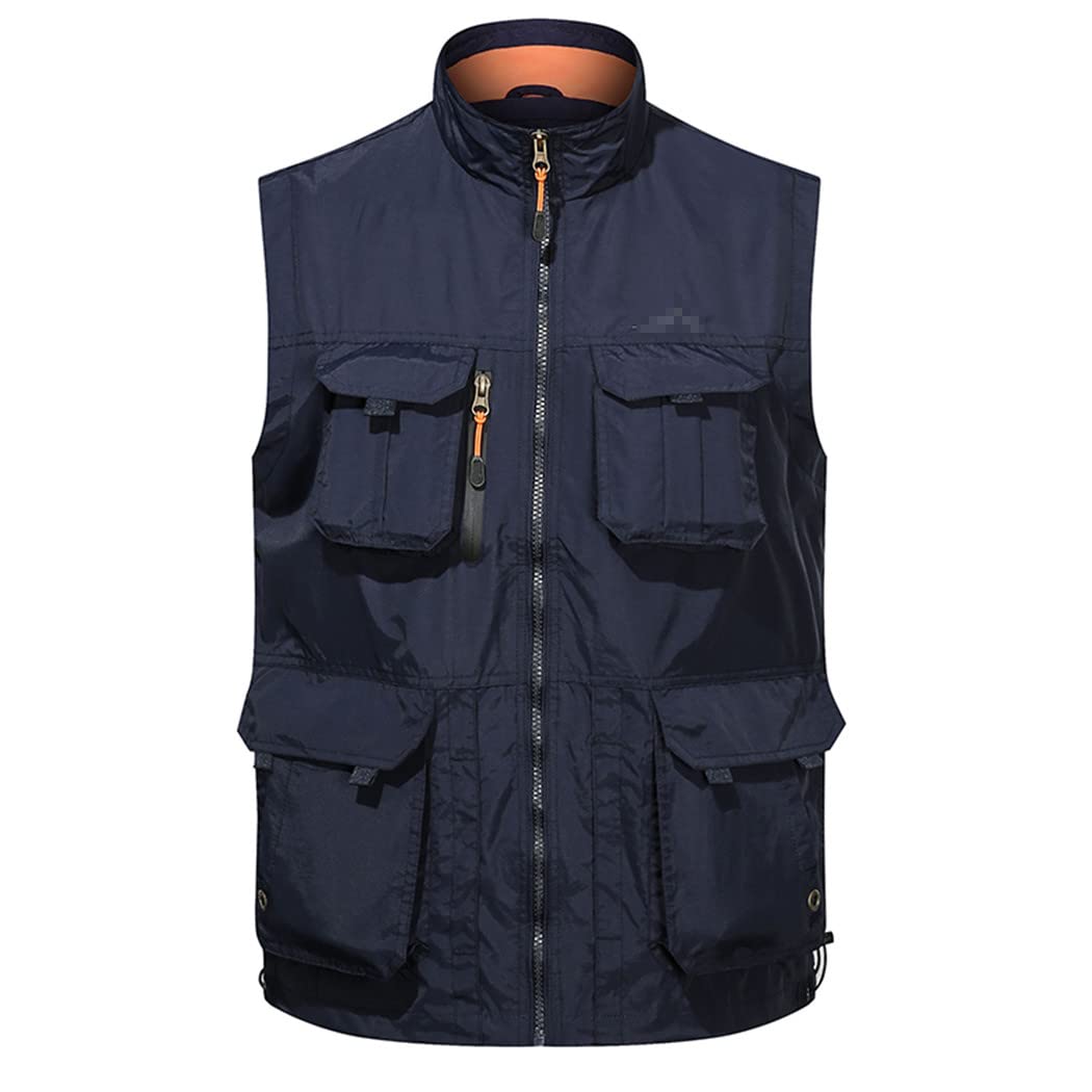 Chaleco de abrigo para hombre, chaleco de fotógrafo, herramienta muchos bolsillos de malla de trabajo sin mangas chaqueta cálida de forro polar