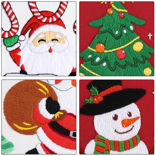 Louise Maelys 962H 4 Set Christmas Embroidery Kits For Beginners,Cross Stitch Kit For Adults,Starter Diy Needlepoint Kits With Christmas Tree Snowman Santa Claus Pattern thumb #3