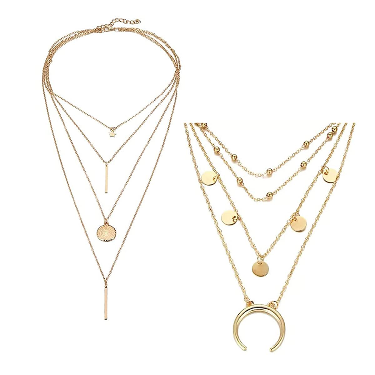 Jewels Galaxy Jewellery For Women Gold Plated Layered Necklace Combos (JG-PC-NCK-22112) (B09BFXR1TQ) Amazon Price History, Amazon Price Tracker