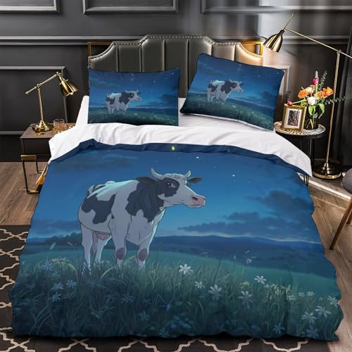 Parure de lit vaches laitières 3D housse de couette 140x200cm microfbre