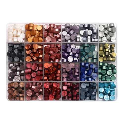 600 Stück Siegelwachs 24 Farbe Siegel Wachs Wachs Achteckig Wachssiegel Geeignet für Wachs Siegel Einladungen Karten Hochzeitseinladungen Geschenkverpackungen