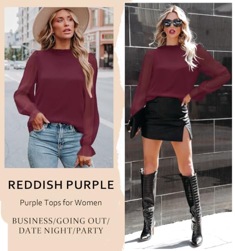 Image of Aifer Womens Blouses Dressy Casual Business Work Shirts Mock Neck Tops