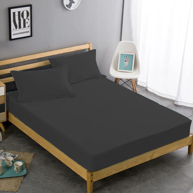 Casabella Brushed Microfiber Super King Size Fitted Sheets D-Grey, Soft, Lightweight Deep Fitted Sheet Super King Size Bed 12"/25 cm, Wrinkle & Fade Resistant Super Kingsize bed sheets Fitted