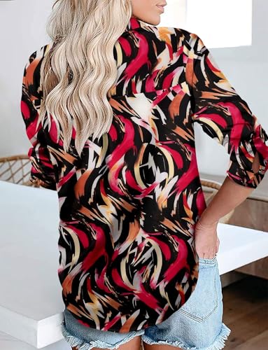 Image of Magritta Women's Shirts Fashion Casual Loose Fit Long Sleeve Button Down Lightweight Collared Blouse Tops