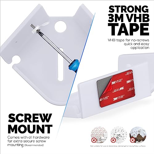 Image of Drill Free Tilted Corner Wall Mount Small Shelf for Baby Monitor, Home Security Cameras and More, Strong VHB Adhesive with Screw Option, Easy to Install, No Mess Brainwavz
