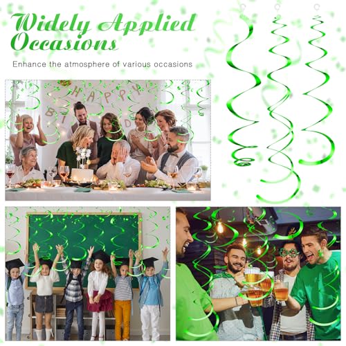 Image of 36 Pcs Hanging Swirl Party Decorations Plastic Streamer Swirls Spiral Party Decorations for Ceiling Birthday Wedding Baby Shower Graduation(Green)