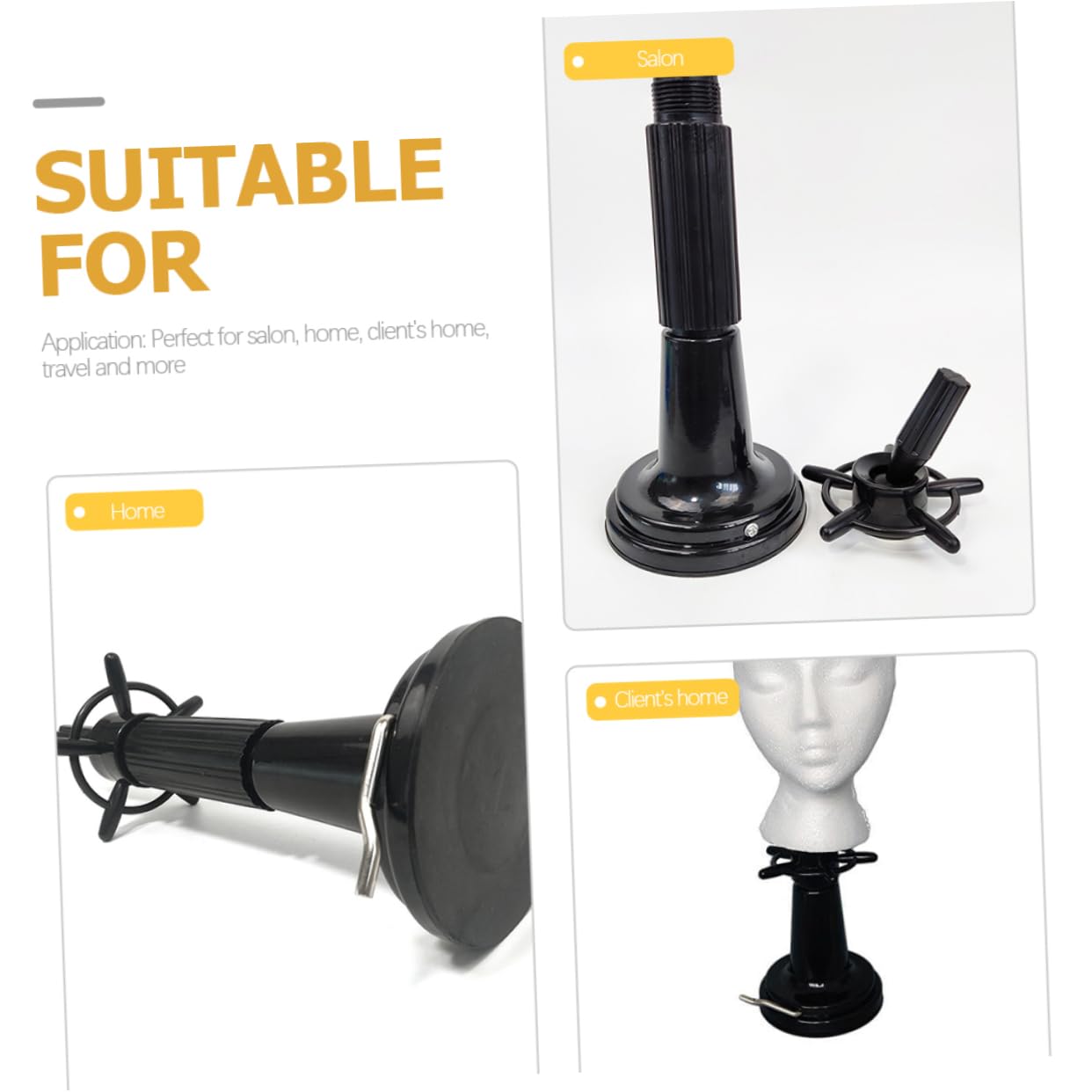 Vaguelly Wig Head Mannequin Stand Clamp with Suction Cup Portable Solid Construction for Beauty Salons