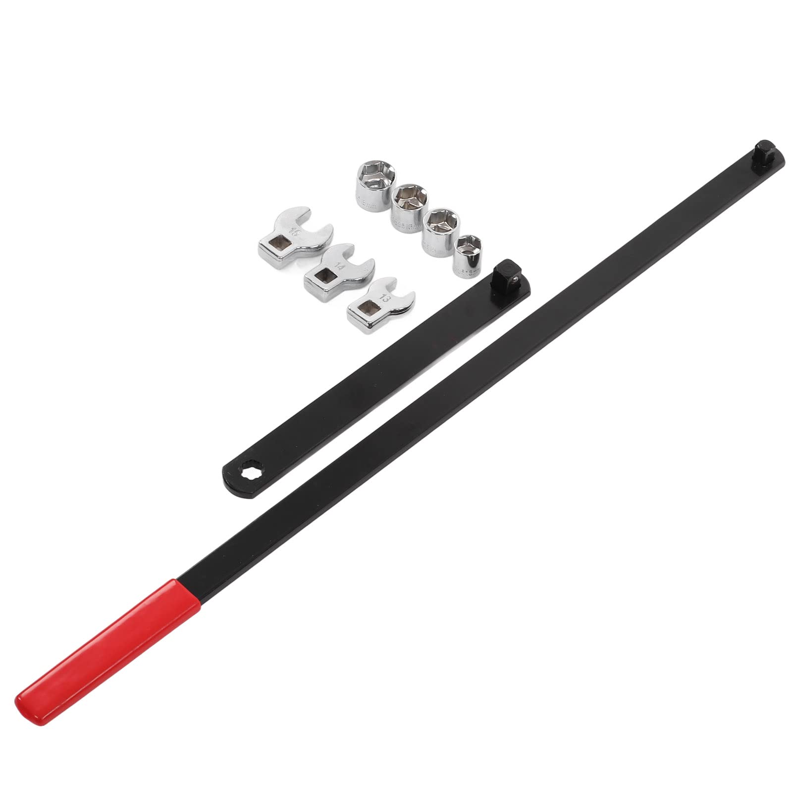 Juego de Herramientas de Tensor de Correa Serpentina de Trinquete de 10 Piezas para Poleas Locas con Resorte 3 Cabezales de Llave, 2 Palancas, 4 Enchufes Kit Universal de Reparación Automotriz