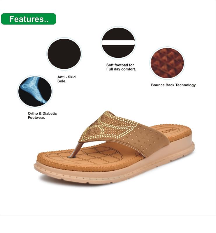 Image of HEALTH FIT Diabetic & Orthopedic with Super Extra Soft Ortho Care Anti-Skid Doubleu Flip-Flops for women Slippers /Doctor Chappal & Footwear HF329