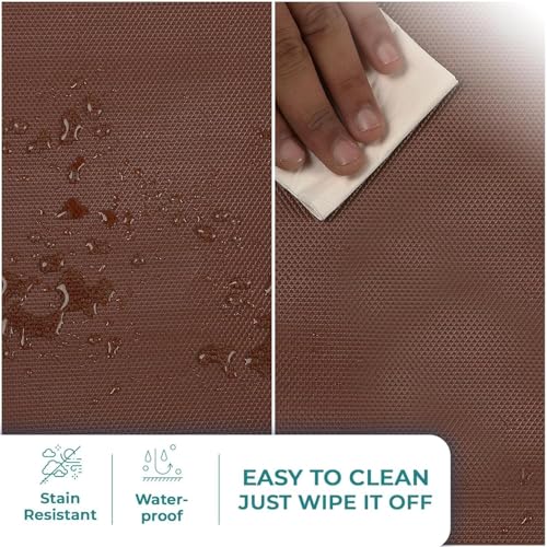 Image of EVA Fridge Shelf Liner Roll, Washable Drawer Mat Sheet, Cut-to-Size Cabinet & Refrigerator Shelf Protector, Food Contact Suitable Multipurpose Kitchen Table Liner Roll, 3 Meter (Brown Brown)