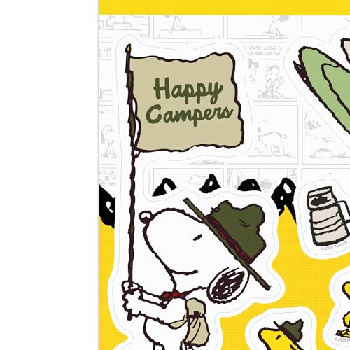 Image of Peanuts Snoopy Happy Campers Adhesive Vinyl Decals - Cute Snoopy Stickers for Window or Water Bottle, 1 Pack (6 Count)