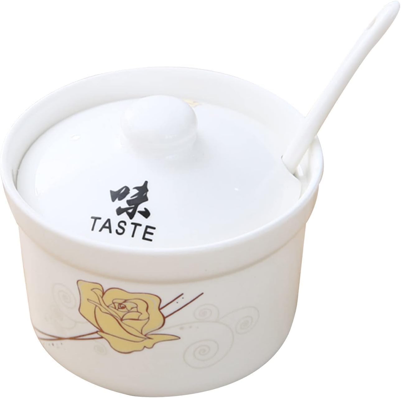 GERRIT Sucrier, sucrier avec Couvercle, Pot à Sucre, sel, assaisonnement, Pot de Stockage de Sucre, Pot à Sucre, Pot à Sucre, Pot à épices, sel Blanc (Couleur : sel) (Color : Taste)