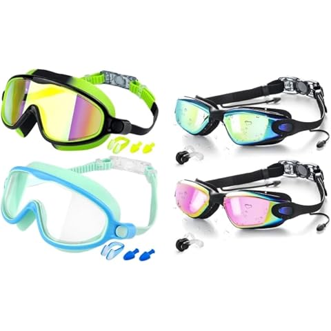 Rantizon Kids Swim Goggles 2 Pack & Swimming Goggles 2 Pack for Audlt Cover