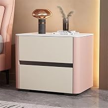 Modern Nightstands, Night Stand with 2 Drawers, Minimalist Bedside Table, Solid Wood Side Table, Night Stand for Bedrooms Living RoomsPink,50cm-19.7in