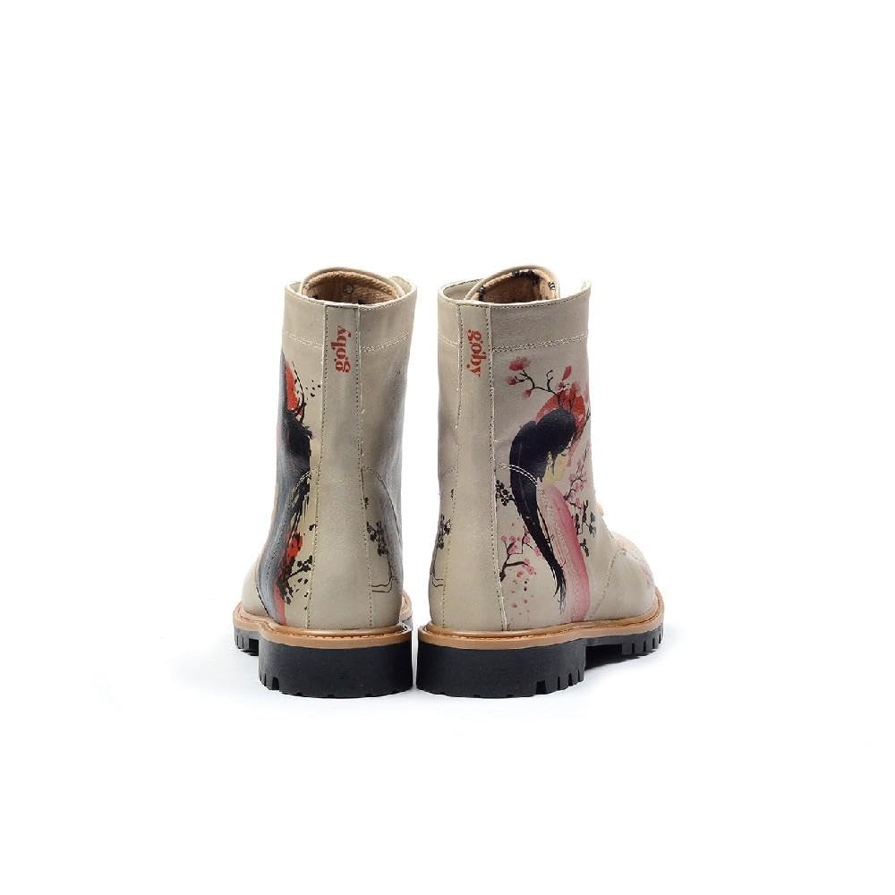 GOBY Long Boots Stiefeletten Damen mit Print | Handgefertigte Stiefel aus veganem Leder – Komfortabel, Nachhaltig & Stylisch – Einzigartiges Design für Alltag & Freizeit
