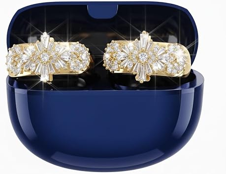 Clip on Earbuds for Bose Ultra Open Earbuds - Lightweight | Decorative Accessories for Wireless Earbuds Earbuds Not Included Gold Full-Diamond Design Pair