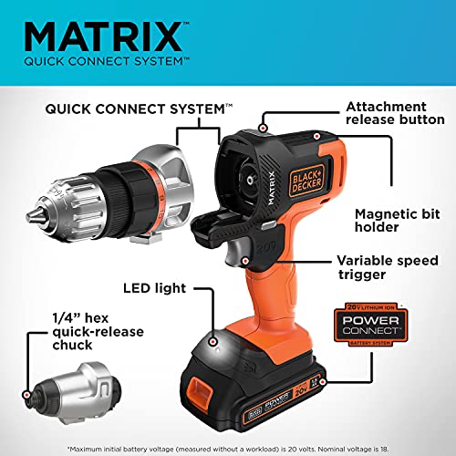 Black+Decker BDCDMT120IA 20V Max* Matrix Cordless Drill Combo Kit thumb #2