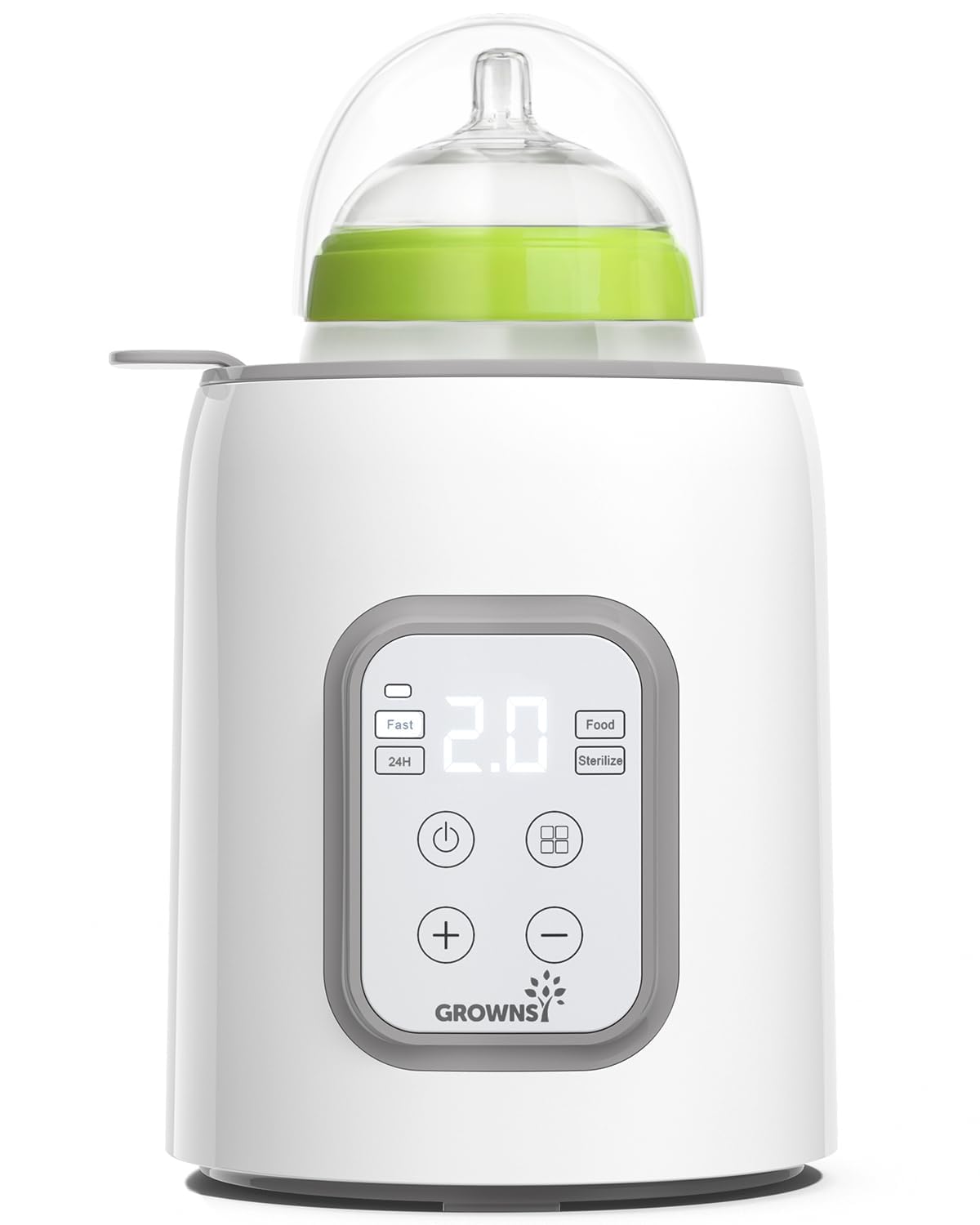 GROWNSY Scaldabiberon 10-in-1 Veloce con Timer per Latte Materno o Formula, Controllo Preciso della Temperatura, Funzioni di Scongelamento, Sterilizzazione, Mantenimento Caldo e Riscaldamento Pappe