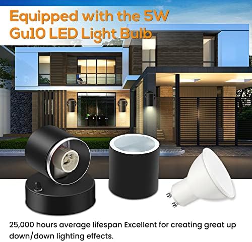 ALUSSO Outdoor Stainless Steel Wall Light IP65 Garden Down Light Sconce Lamp Outside Security Light Complete with 5w Warm White 3000K GU10 LED Bulb, Black, 1 Pack