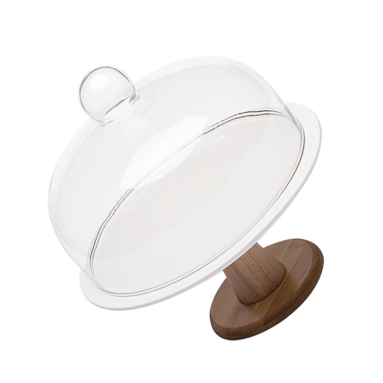Tortenplatte mit Glasglocke und Holzsockel Praktische Kuchenhaube für Snacks und Desserts Stabile Runde Glasabdeckung Eleganter Food Cover für Partys und Backzubehör