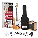 LyxPro Electric Guitar 39' inch Full Beginner Starter kit Full Size with 20w Amp, Package Includes All Accessories, Digital Tuner, Strings, Picks, Tremolo Bar, Shoulder Strap, and Case Bag - Natural