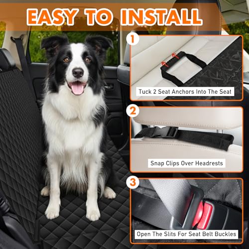 Image of NECKORY Backseat Cover for Dogs, Waterproof and Non-Slip Pet Bench Seat Covers, Car Seat Protector for Back Seat, Universal Size Rear Car Seat Cover Fits Cars, Trucks and SUVs, L-Carbon Black