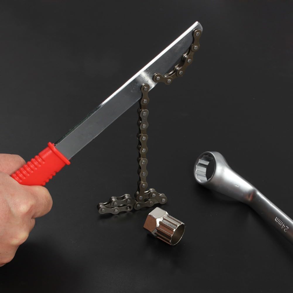 Kit de herramientas de extracción de casete de bicicleta, látigo de cadena y llave de anillo de bloqueo para rueda libre de 8/9/10 velocidades, juego de extractor de piñones de bicicleta de acero