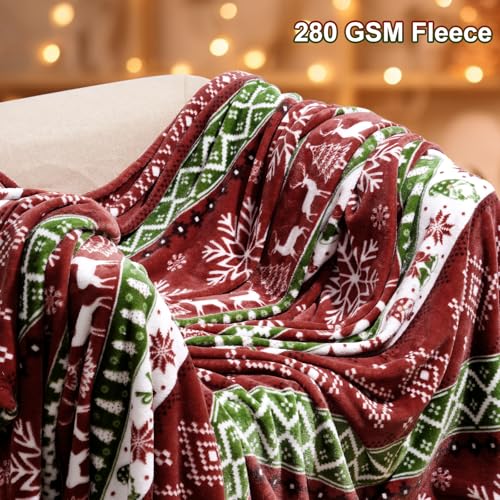 PHF Kuscheldecke Flauschig Fleecedecke 150x200cm - Oeko-Tex Weich Warm Wohndecke, Decke Blanket für Couch Sofa Bett, Tagesdecken & Kuscheldecken, Sofa überwurfdecke, Retro Weihnachten
