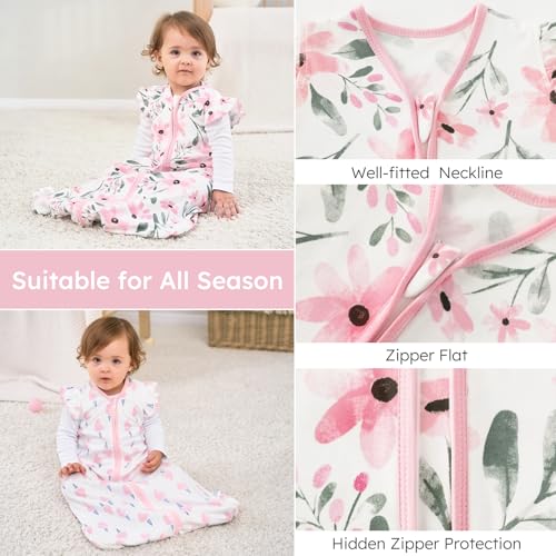 Image of Yoofoss Baby Sleep Sack 0-6 Months Wearable Blanket for Babies 100% Organic Cotton 2-Way Zipper TOG 0.5 Toddler Sleeping Sack 3 Pack, Comfy Lightweight Sleep Sacks