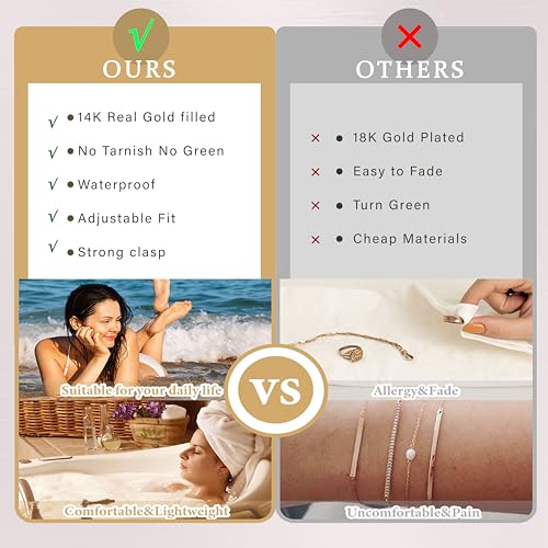 image for Gokeey Gold Bracelets for Women 14K Dainty Gold Plated Bangle Cuff Bra