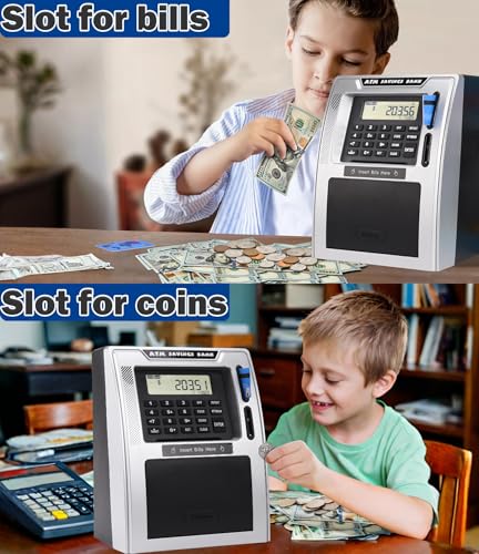 Fishboy Talking ATM Piggy Bank for Kids with Power-Off Memory, Auto-Opening Drawer, Dual Debit Cards