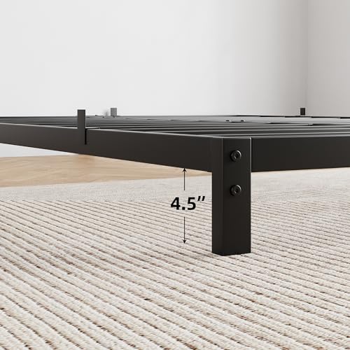 GAOMON 6 Inch Twin Bed Frame, Low Profile Twin Metal Platform Bed Frame Support Mattress Foundation, Noise Free, Easy Assembly, Black