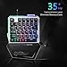immagine 2UrChoiceLtd Tastiera da gioco USB a una mano G40, 35 tasti cablati con retroilluminazione a LED arcobaleno, mini tastiera da gioco portatile a una mano, design ergonomico con poggiapolsi (nero)