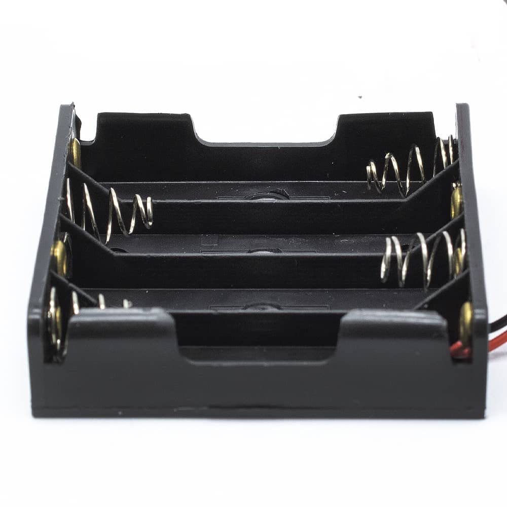 CABLEPELADO Portabatteria piatto | Portabatteria AA | Include cavo da 200 mm | Tensione Totale: 6 V (1,5 V per batteria) | Adatto per 4 batterie LR6 AA (FR6, HR6, LR6)