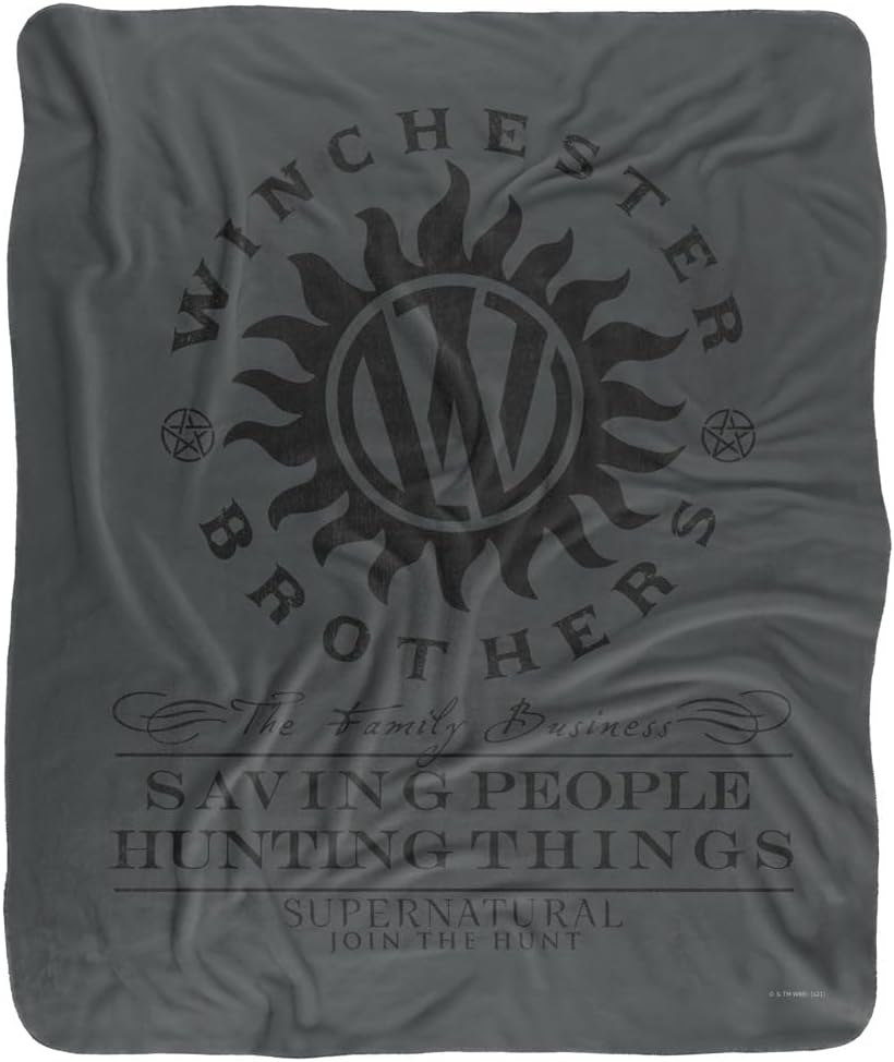 Supernatural Blanket, 50"x60", Winchester Anti Possession Silky Touch Sherpa Back Super Soft Throw Blanket