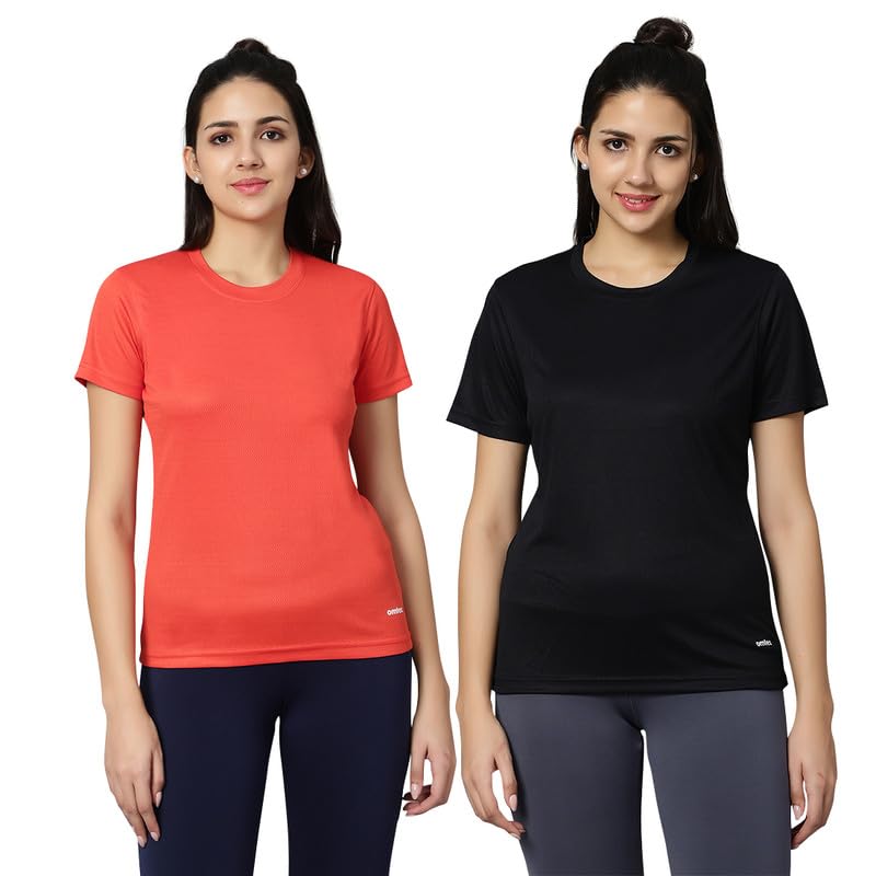 Image of omtex Dotty Athletics Tee for Women's | Short Sleeve Tees | Quick Dry Outdoor Running Gym Workout,Sports T-Shirt with Multipack Tee