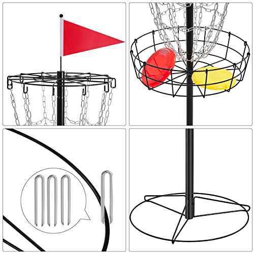 Image of Yaheetech Disc Golf Basket Portable Disc Golf Practice Set 12 /24 Chain w /Basket Target and Double Steel Chains for Outdoor